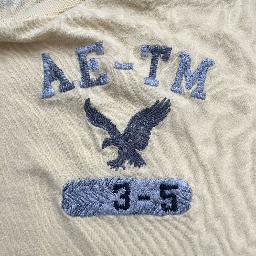 Vintage American Eagle Embroidered Tee Shirt Men's XXL Yellow Americana Preppy - Picture 4 of 6